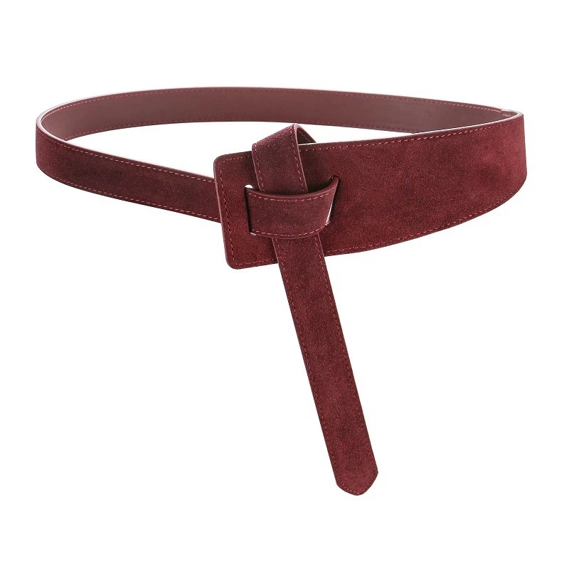

Genuine Leather Designer Belts For Women Knot Soft Suede Cowhide Waistband Waist Dress Coat Corset Wide Belt Cummerbunds 120cm