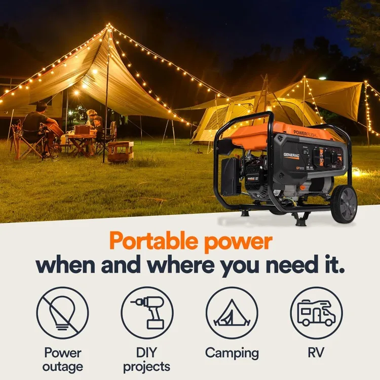 Generac 7678 GP3600 3,600-Watt Gas-Powered Portable Generator - Powerrush Advanced Technology - Durable Design and Reliable