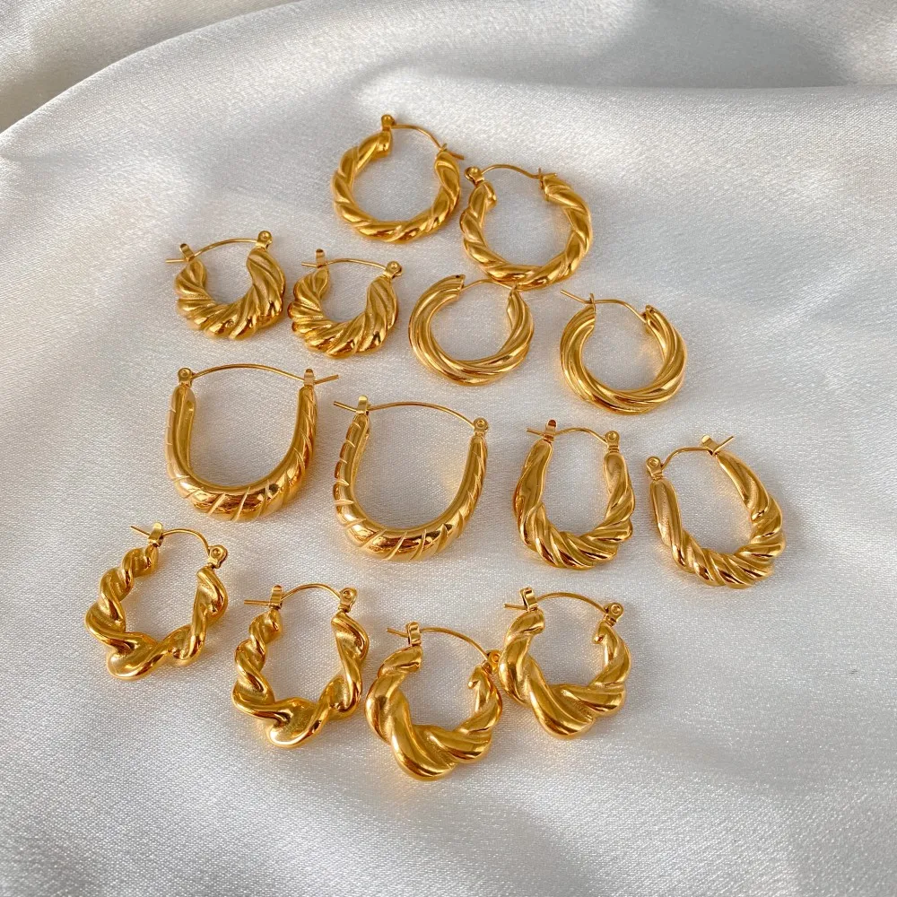 eManco Gwintowane kolczyki koła Biżuteria ze stali nierdzewnej Twist Piercing Kolczyki Moda damska Biżuteria Prezent — zdjęcie 4