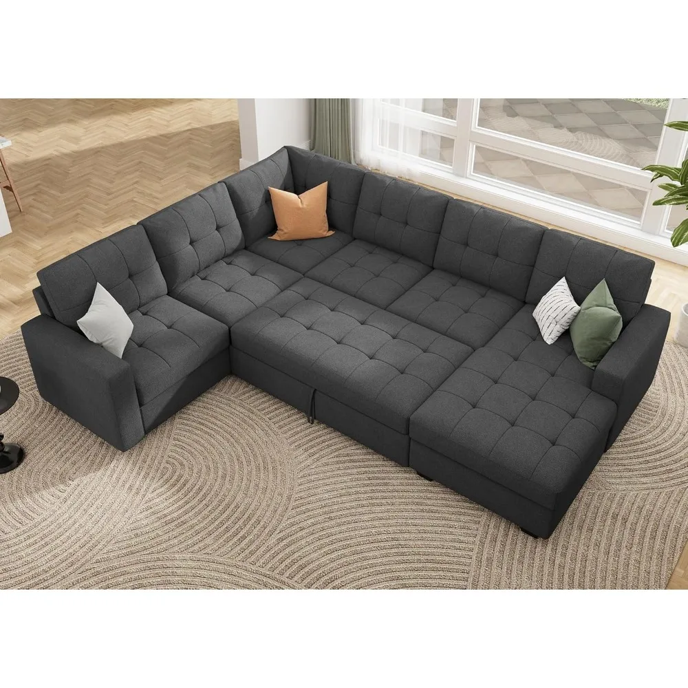 

Sectional Sleeper Sofa Pull Out Bed with Storage Chaise, Sleeper Sectional Sofa Couch, Sectional Sleeper Bed for Living Room