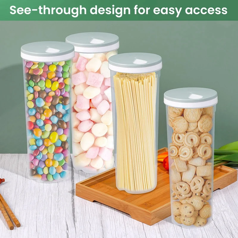 PP Tall Food Storage Spaghetti Noodle Pasta Container With Locking Lid Clear Dry Food,Light Green Easy To Use 27.5 X 8.5Cm