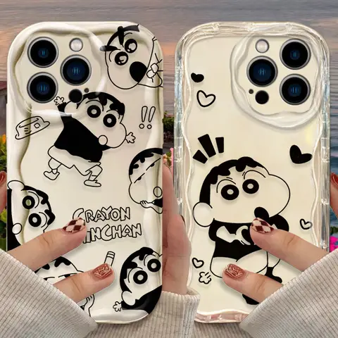 Anime C-Crayon S-ShinChan Wave Hülle für iPhone 16E 15 Pro Max 14 13 12 Mini 11 Pro Max XS X 8 7 Plus stoßfeste Abdeckungen Funda