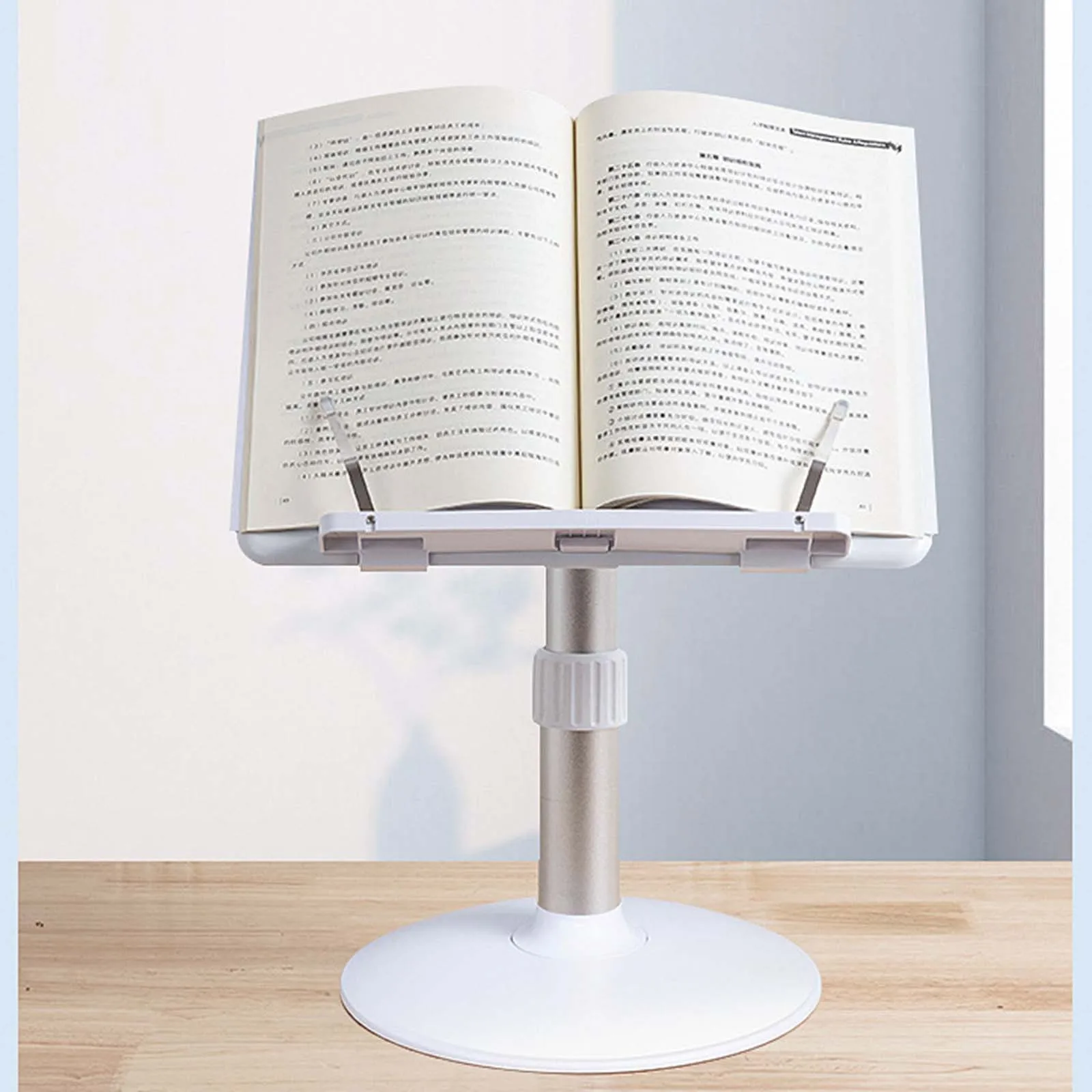 Reading Book Stand Metal Support Hands Free Holder Bookstand with Page Paper Clips Book Holder Stand for Sheet Music Textbooks