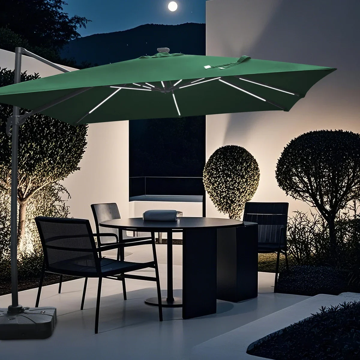 Good Price Pole Parasol and Frame Wind-Resistant and Durable Solar Led Light Outdoor Patio Umbrellas for Garden Dining Picnic
