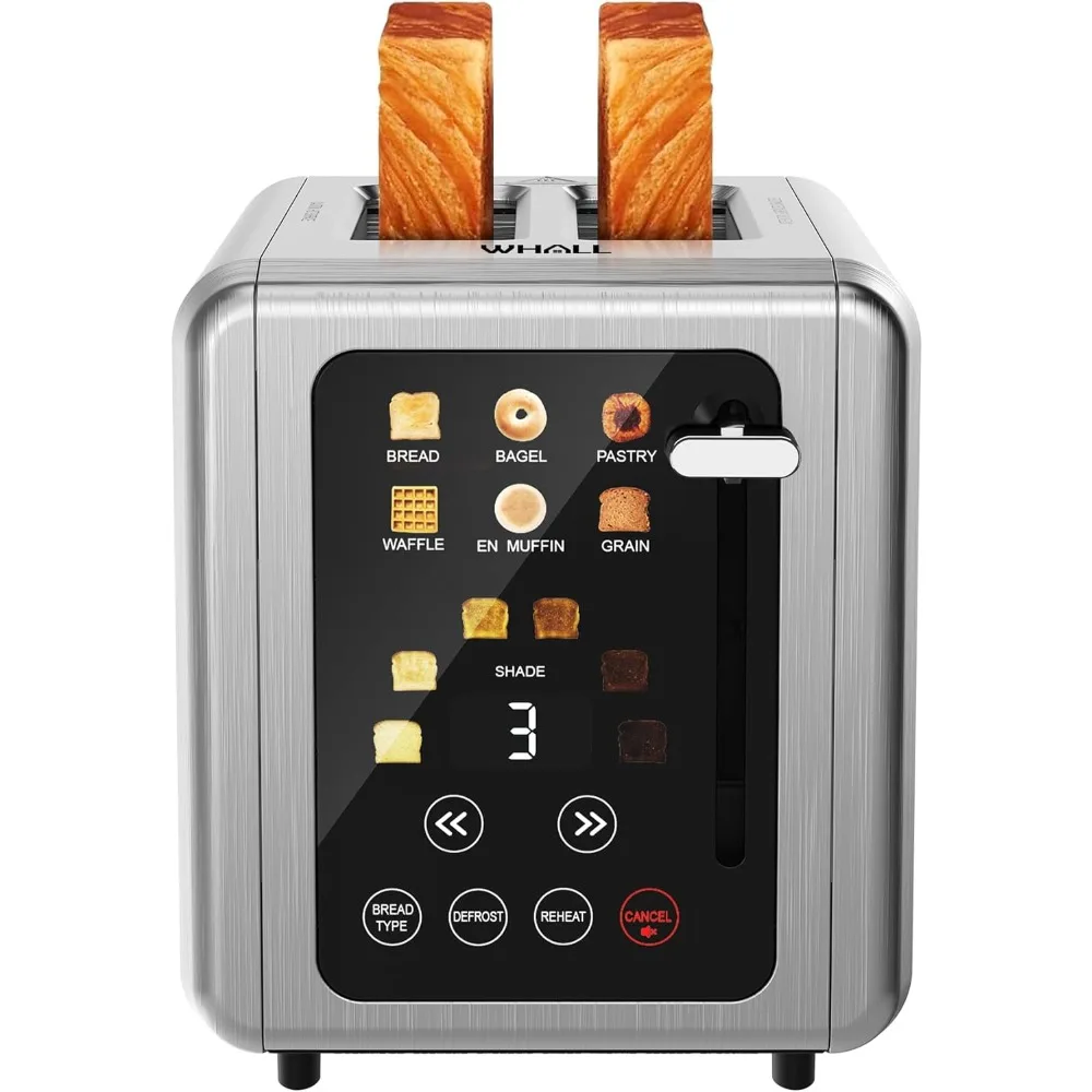 

Touch Screen Toaster 2 Slice, Stainless Steel Digital Timer Toaster with Sound Function, Cancel, Defrost (silver)