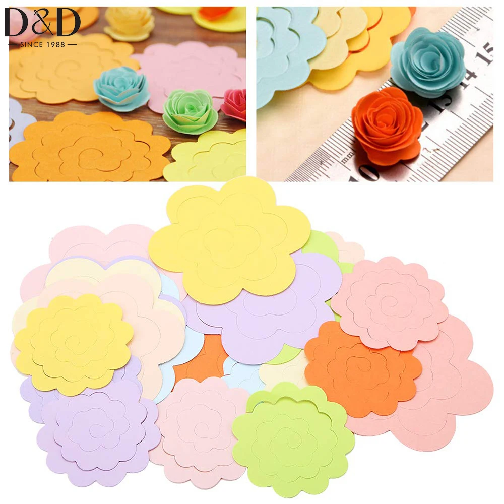 20pcs Rose Flower Shape Design Colorful Paper Quilling Kit Rosette Flower Quilling Paper Template for Scrapbooking Handcrafted