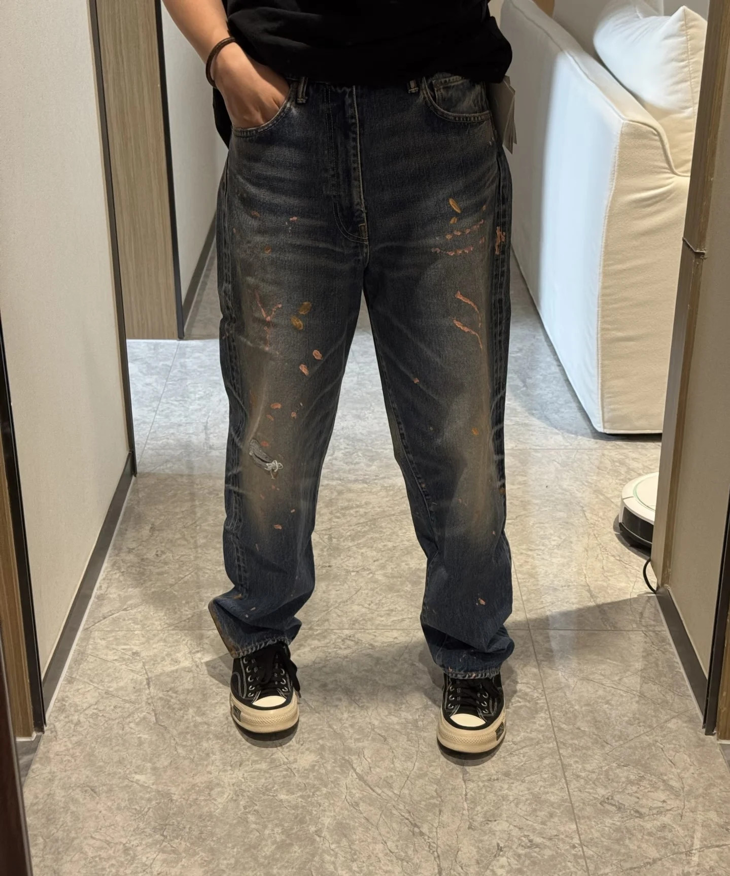 

VISVIM SOCIAL SCULPTURE 01 WIDE DAMAGED-41 D41 Loose Jeans