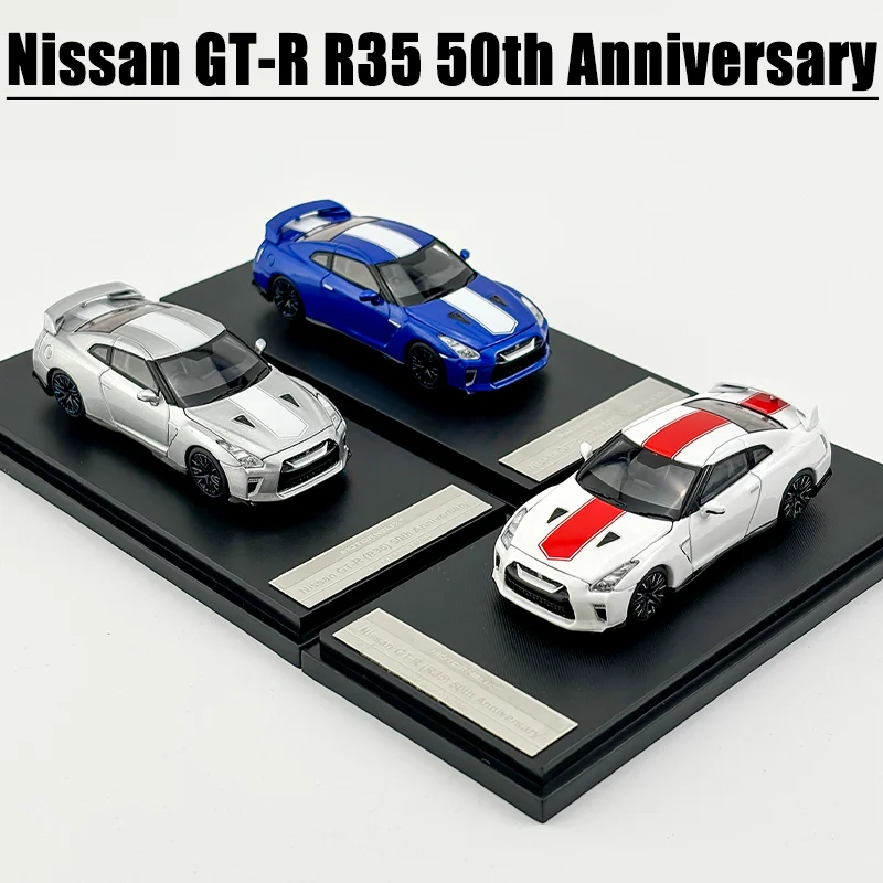 Mh Schaal 1/64 Nissan GT-R R35 50e Verjaardag Editie Limited Alloy Speelgoed Motorvoertuig Diecast Metalen Model Geschenken