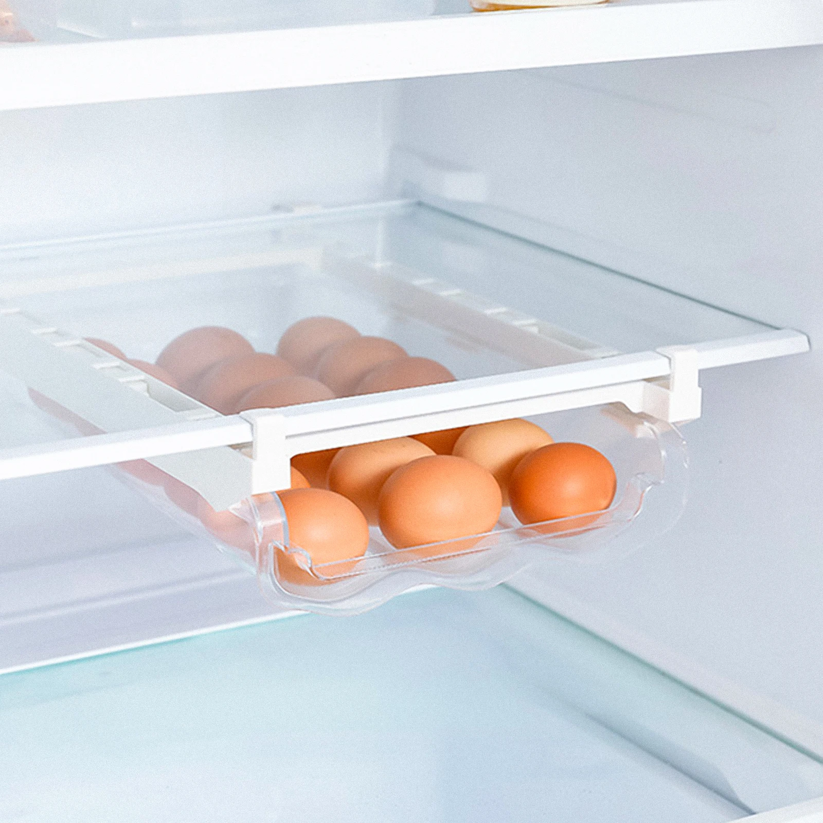 

Transparent Hanging Crisper Egg Container Pull out Shelf Fridge Accessory Practical Holder Refrigerator Kitchen Facility Egg