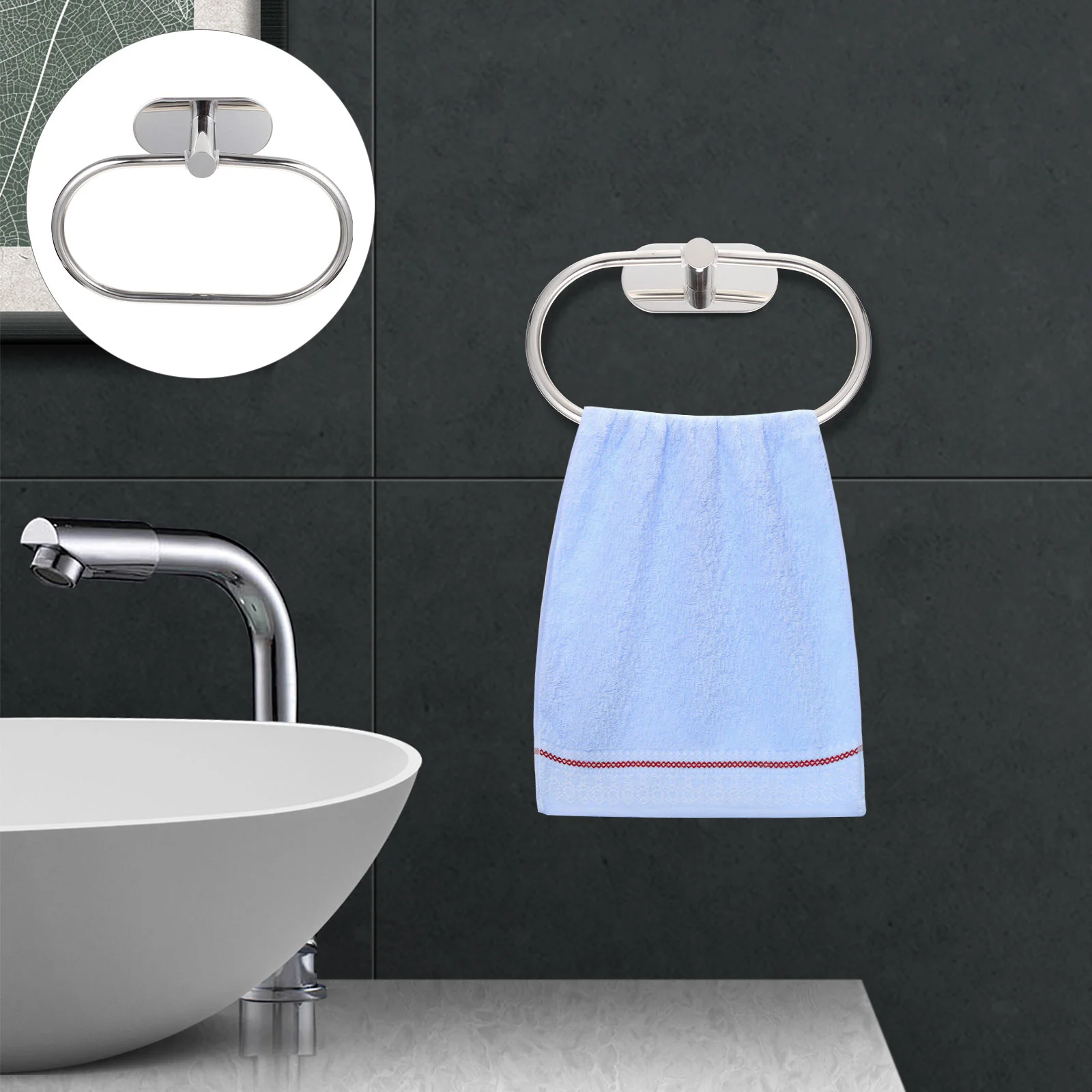 Towel Ring Rack Stand Bathroom Supply Household High Quality Hook Stainless Steel Storage Kitchen Holder Wall