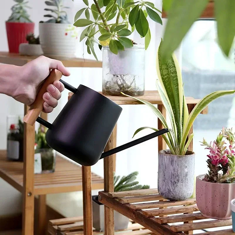 Spill Proof Stainless Steel Long Mouth Green Plant Watering Can Can Use Handle Perfect Watering Flower Plants Shower For Garde