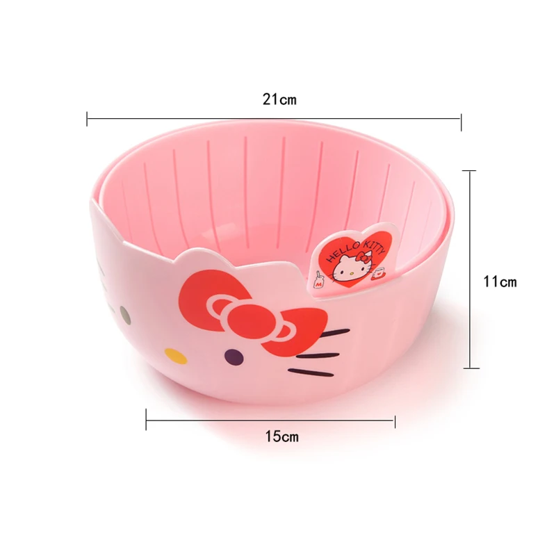 سلة غسيل الخضروات للمطبخ من هالو كيتي، طبقة مزدوجة، تصميم مجوف، سلة خضروات فواكه، لوازم المطبخ