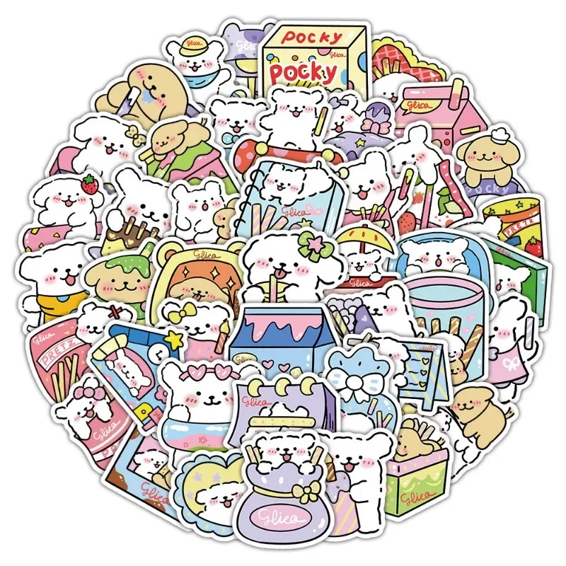 50PCS Glico Line Puppy Cute Cartoon Children's Toys Cell Phone Case Laptop Luggage Water Cup Guitar Stickers Wholesale