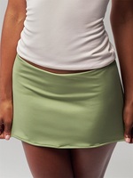 Low Waist Fashionable Elastic Slim Mini Micro Skirt A-line Solid Color Casual Skort  For Women