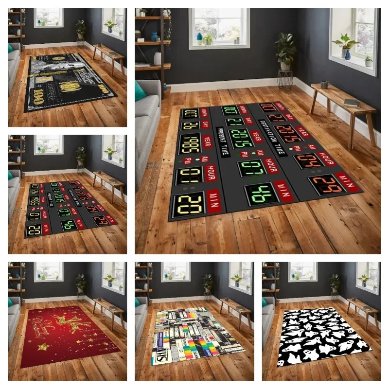 Back To The Future Rug Movie Theatre Rug Concept Rug Time Travel Popular Rug for Bedroom Living Room Modern Floor Decorative Mat