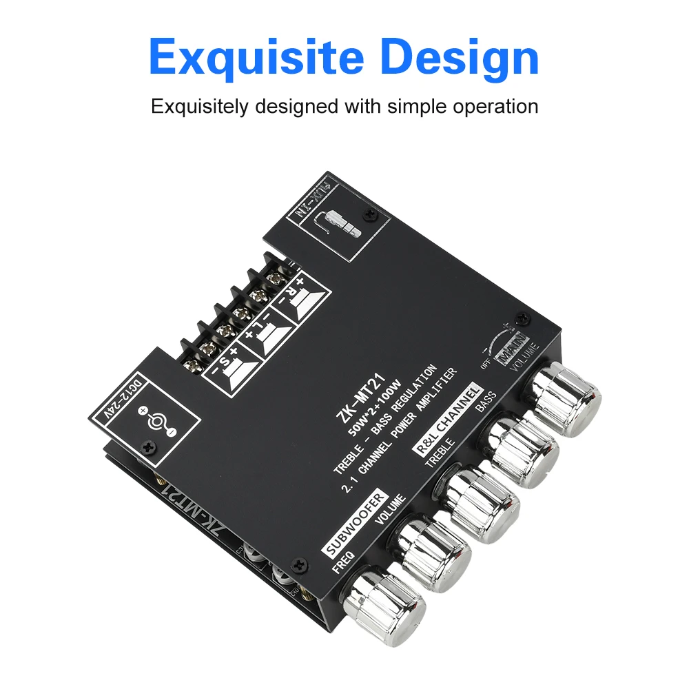 ZK-MT21 Amplifier 2.1-Channel 50Wx2+100W Stereo Subwoofer Bluetooth Audio Player Digital Amplifier