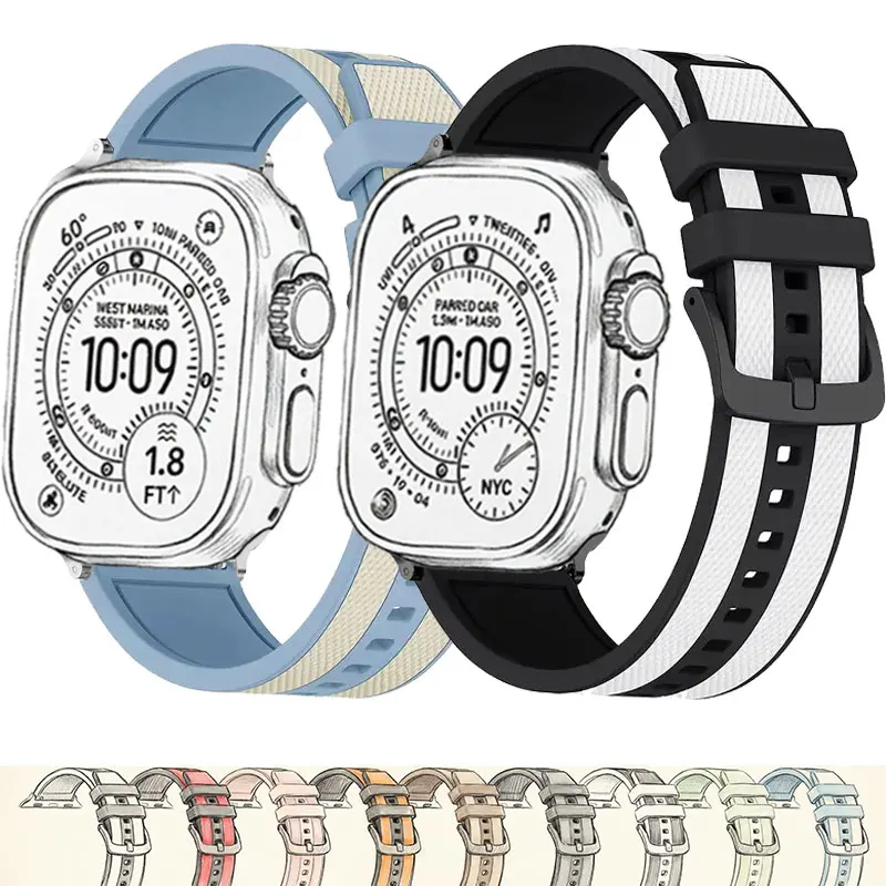 Two Color Strap For Apple Watch S11 10 42mm Band 46MM Silicone Bracelet iWatch Ultra 49mm 7 8 9 41 45MM 38 40 44mm Accessories