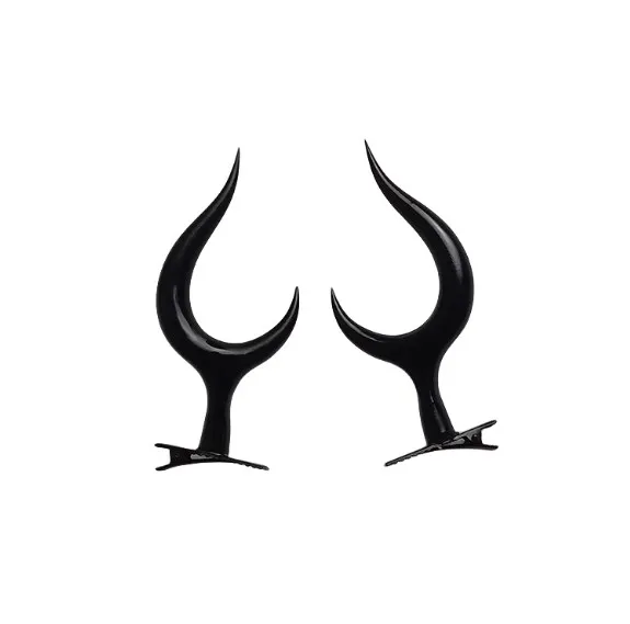 Anime Alastor Black Hair Clips Gift 3D Printed Black Demon Horn Headpiece Halloween Costume Party Dress Up Headpiece