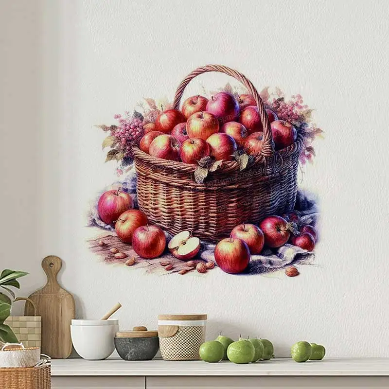 Apple Basket Wall Stickers, Living Room, Cabinet, Refrigerator, Decal, Home Decoration AA201