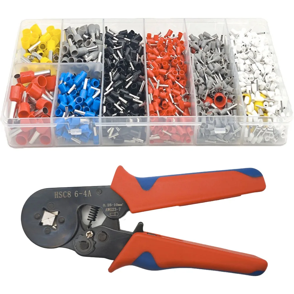 Ferrule Crimping Tool Kit with 1500PCS Wire Ferrules Wire End Terminals&Crimper Plier,for AWG 23-7 Cable connectors,0.25-10mm²