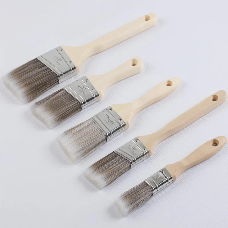 5Pcs Wood Stain Brush Pack Paint Brush Set with Wood Handle Angled Sash Paint Brushes House Paintbrushes Sash Paint Brushes Kit