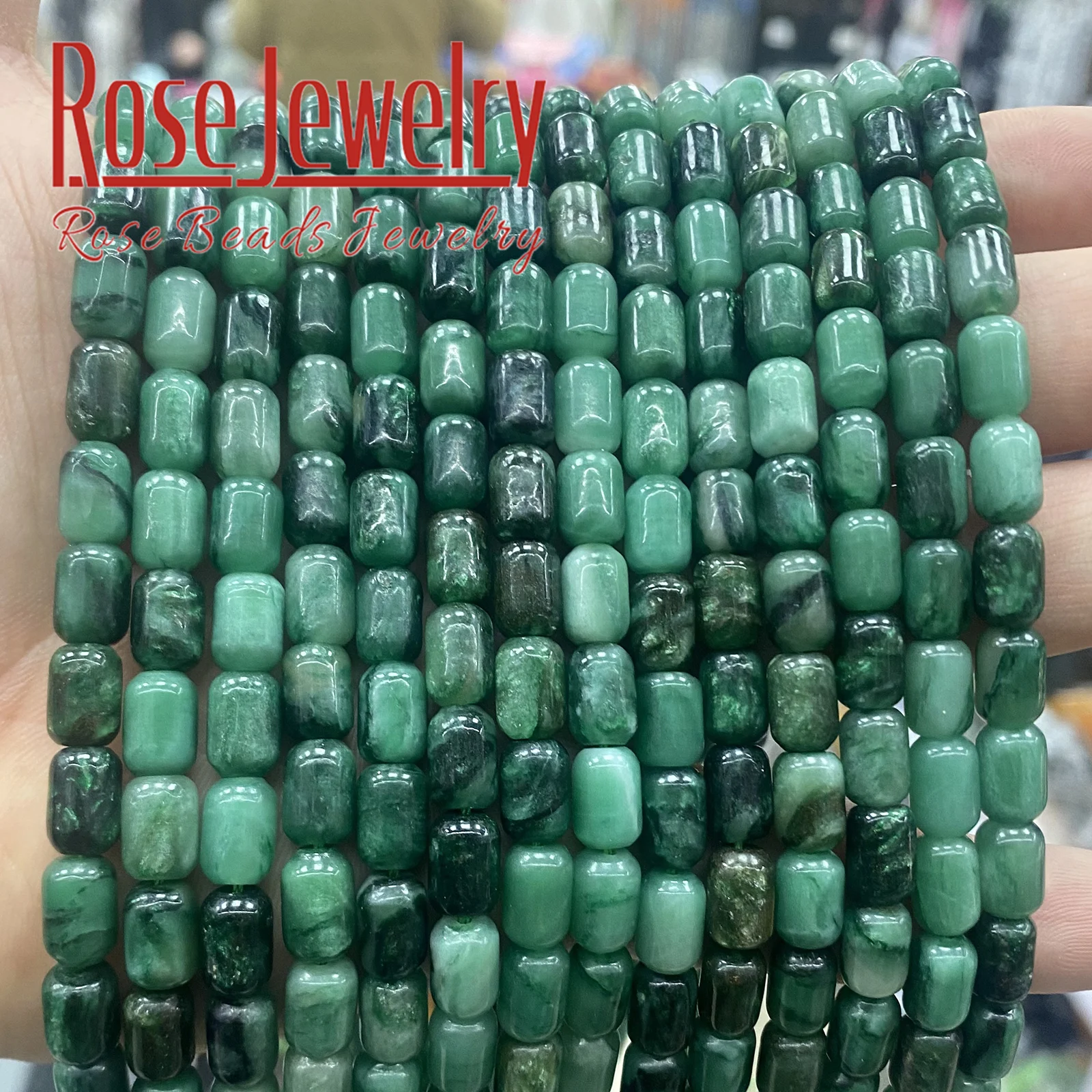 Natural Stone 6*9mm Green Emerald Crystal Cylinder Square Beads for Jewelry Making DIY Charms Bracelets Accessories