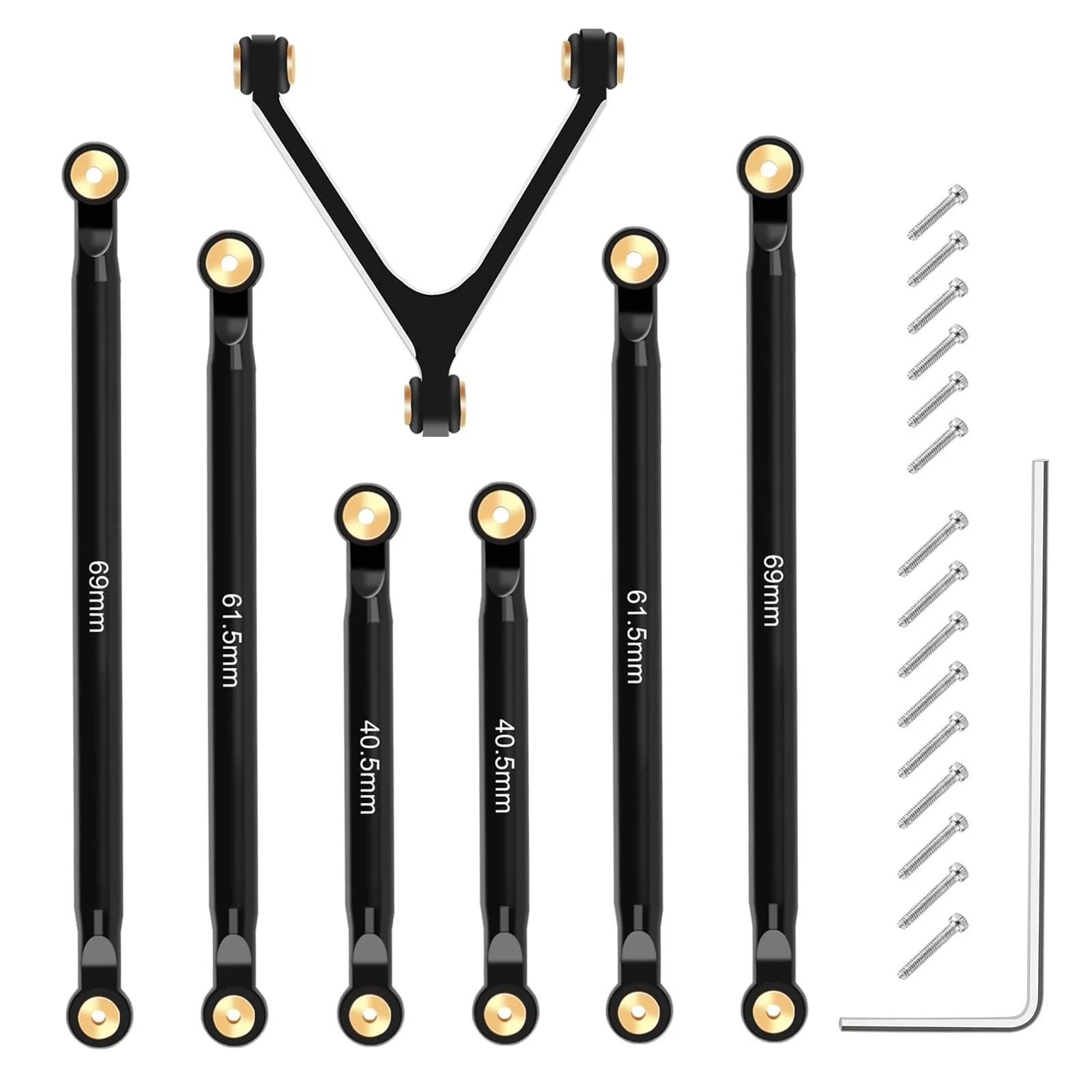 Acekeeps 7Pcs Links Set Pre-installed for Axial SCX24 90081 RC Crawler 1/24 Aluminum Chassis Links with Y-Link Brass Ends
