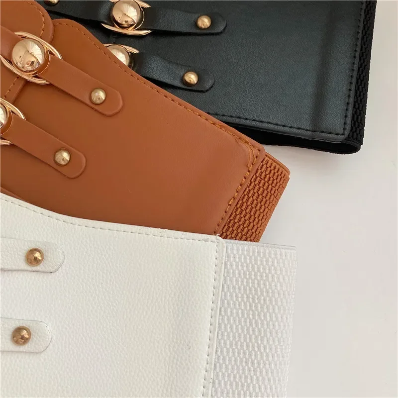 Black PU Leather Girdle Ladies Fashion Casual Luxury Designer Dress Accessories Gothic Vintage Belt Corset for Women 2022 New