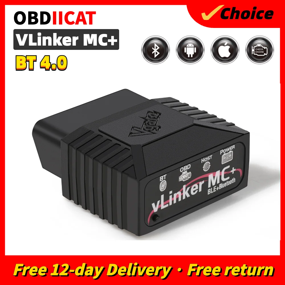 New!! Vgate VLinker MC+ ELM 327 V2.2 BT 4.0 ELM327 OBD 2 OBD2 For Android/IOS Scanner Car Diagnostic Auto Tool