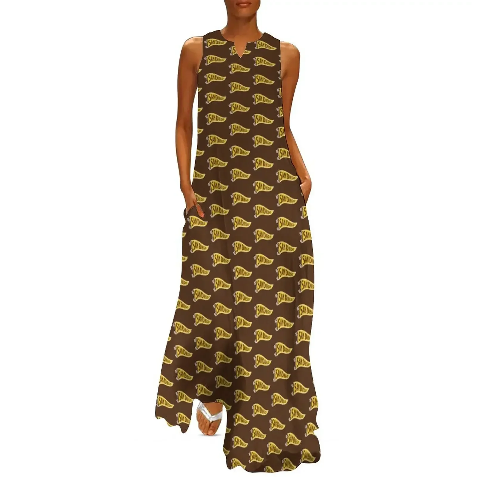 

San Diego Pennant - Brown Long Dress dress for women 2025 luxury dresses chic and elegant woman dress
