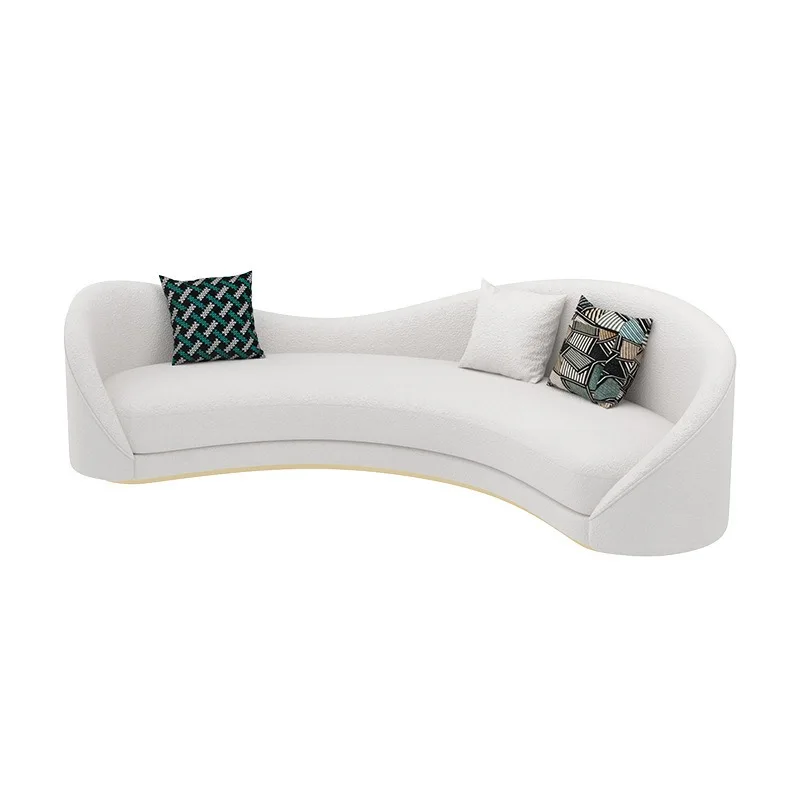 

Living room lambswool curved light luxury leave-in combination pure white cream style sofa feeling