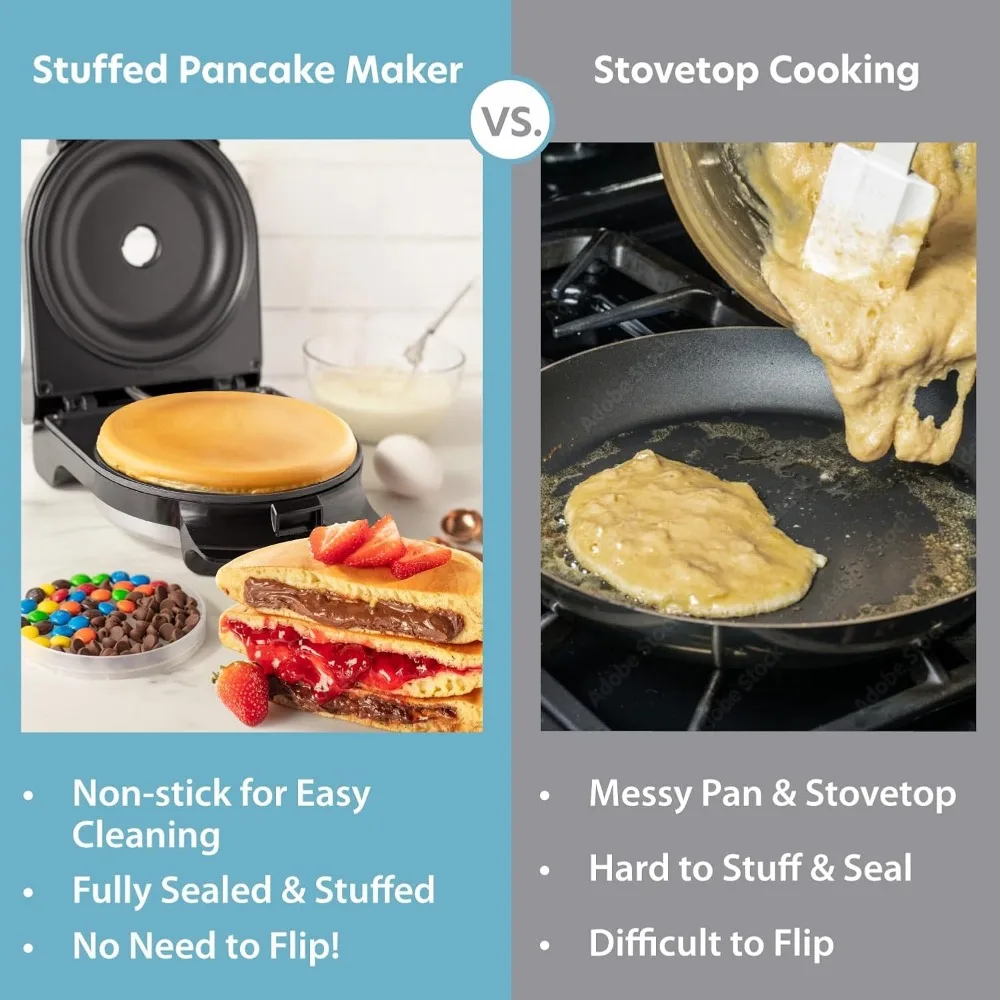 صانع الفطائر المحشو الكهربائي - اصنع الوافل أو كعكة المطعم العملاقة في دقائق إضافة حشوات للإفطار أو الحلوى اللذيذة