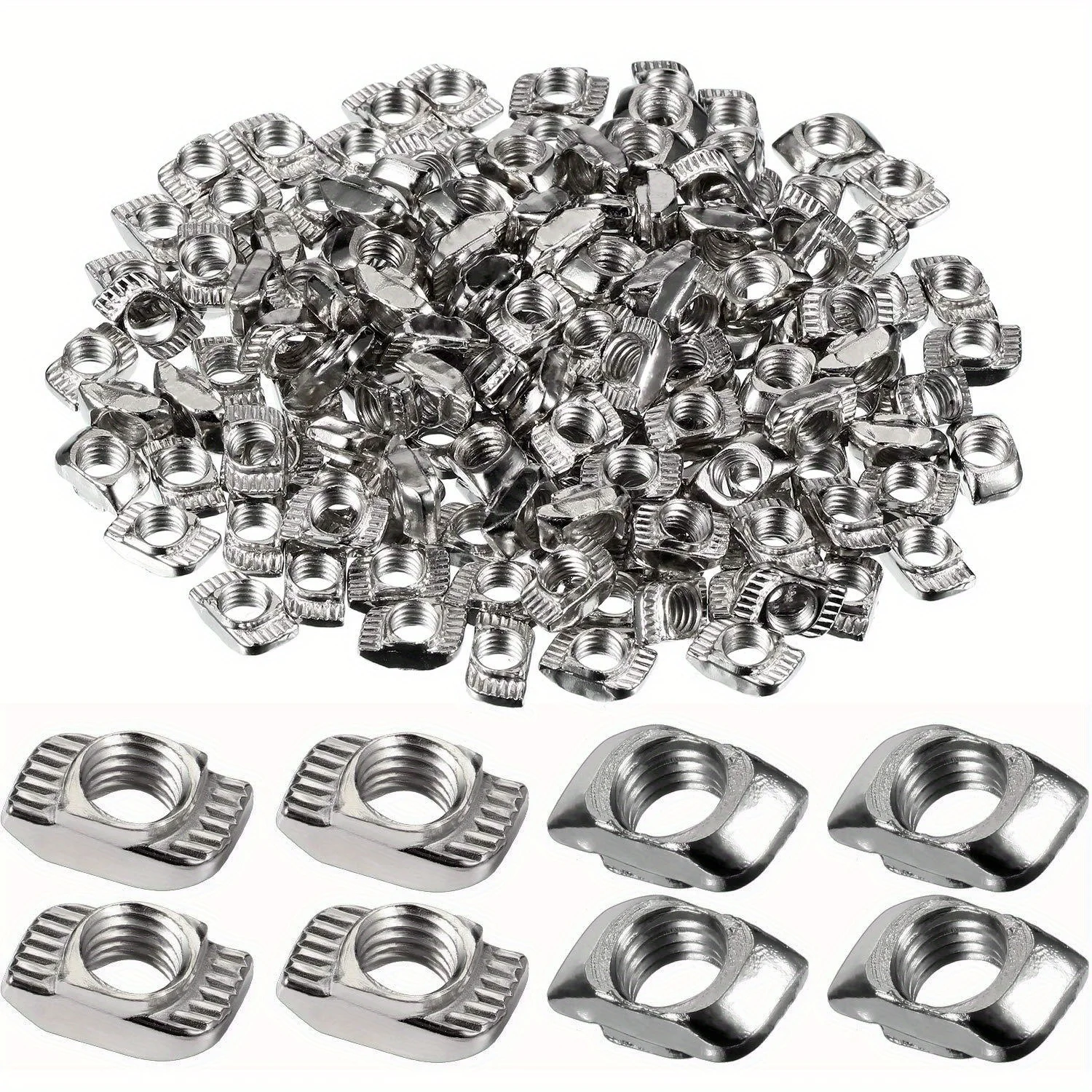 GOSUNDA 50 Pieces M4/M5/M6/M8 T-Slot Nuts, Hammer Fasteners - Carbon Steel Plated Slide M5 T-Nuts for Aluminium Profiles