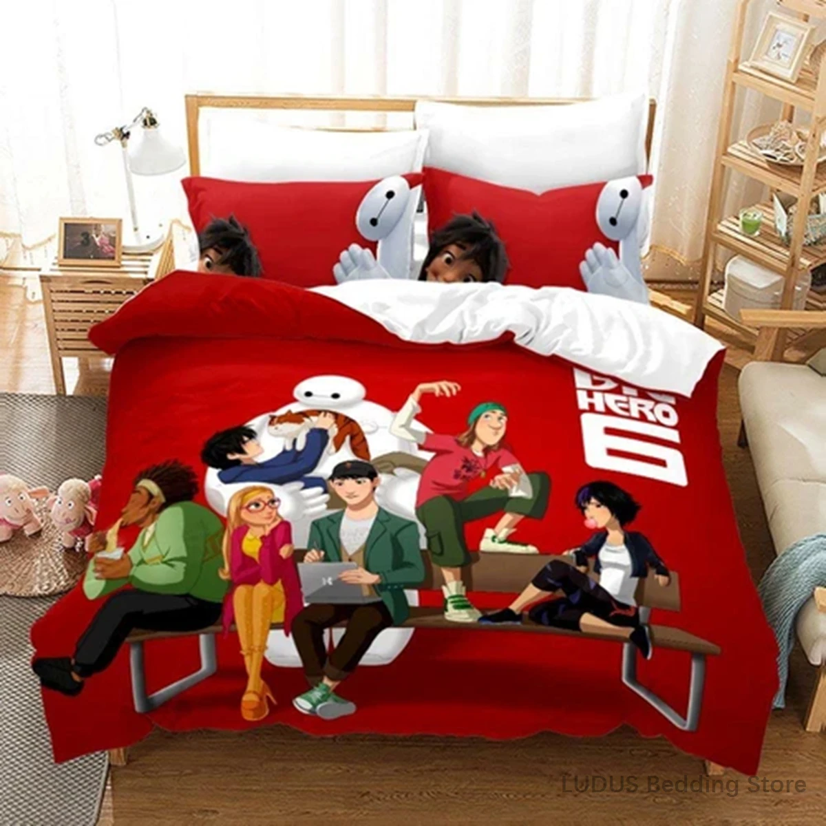 

Big Hero 6 Baymax Bedding Set Kawaii Robot Duvet Cover with Pillowcases Cute Cartoon Quilt Cover for Kids Bedroom Decor