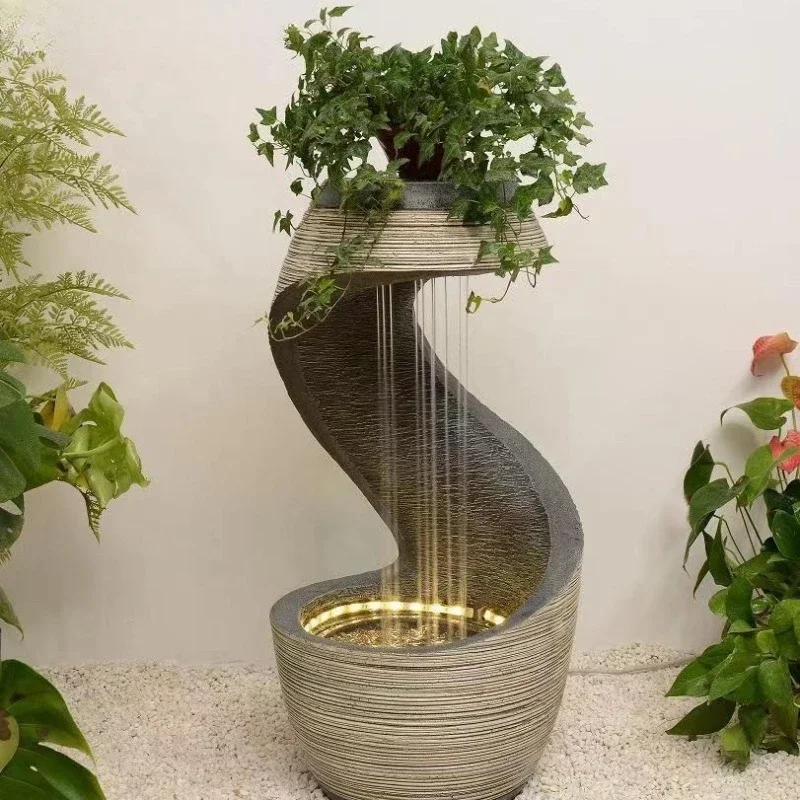 

European light luxury water fountain, modern living room circulation water feature, decoration entrance lucky floor humidifier
