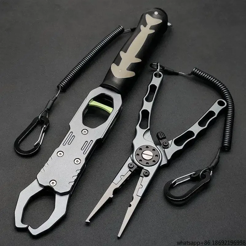 Fish Pliers Integrated Cutting Set Aluminum Alloy Belt Scale Fishing Clip Pe Line Scissors Open Ring Hook Picking Tool
