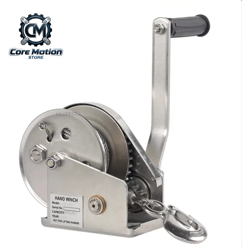 2600 Lbs 304 Stainless Steel Hand Winch Two-Way Self-Locking Manual Winch Sewage Small Anti-Rust Lifting Tool