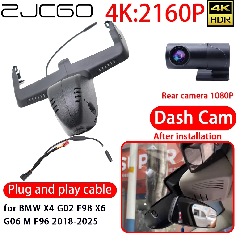 ZJCGO für BMW X4 G02 F98 X6 G06 M F96 2018-2025 4K Auto DVR Dashcam WLAN Vorder- und Rückkamera 24h Überwachungs- und Aufnahmefunktion