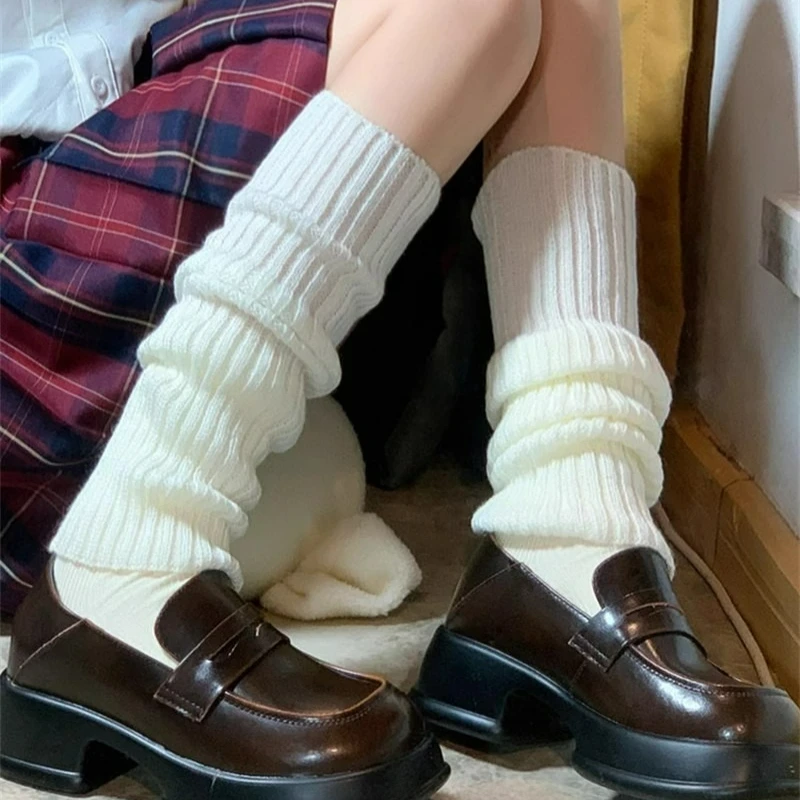 جديد لوليتا JK تدفئة الساق المرأة الجوارب الطويلة الصوف محبوك غطاء للقدم الذراع أدفأ Y2K الخريف الشتاء الكروشيه كومة الجوارب الأصفاد التمهيد #5