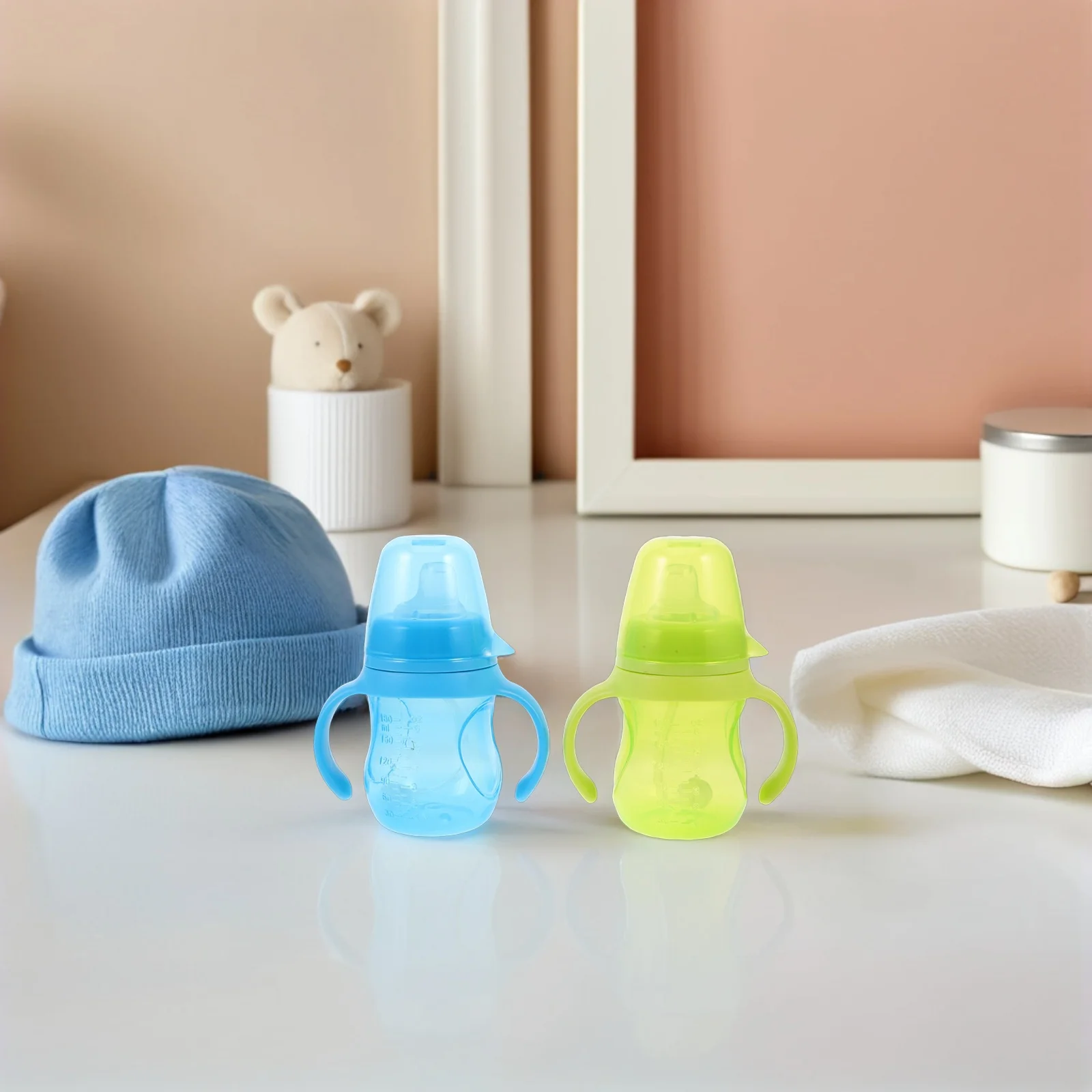 

2pcs Baby Training Cup 180Ml With Weighted Straw Spill Proof Toddler Sippy Cup For Infant Drinking Portable Tumbler