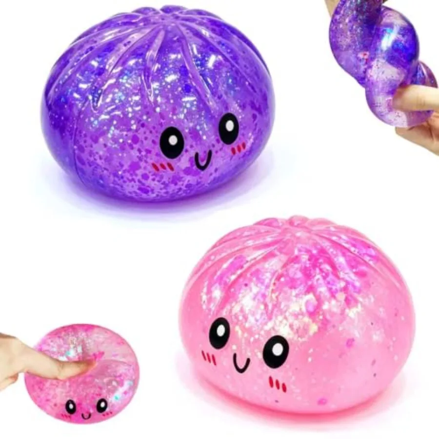 2 Packs Sugar Glitter Dumpling Squishy Toys, Dumplings Squeeze Stress Anxiety Relief for and Adults, Dumpling Squishies Sensory