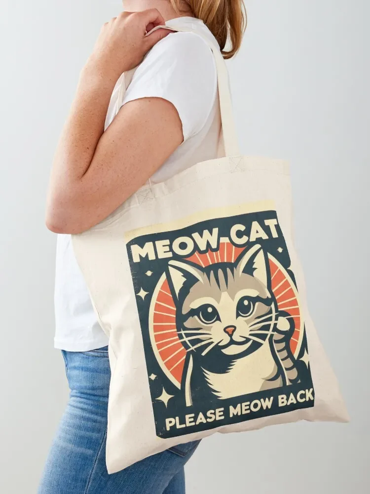 

meow cat please meow back baby lasagna eurovision 2024 croatia Tote Bag Gift bag Canvas Portable shopping bag
