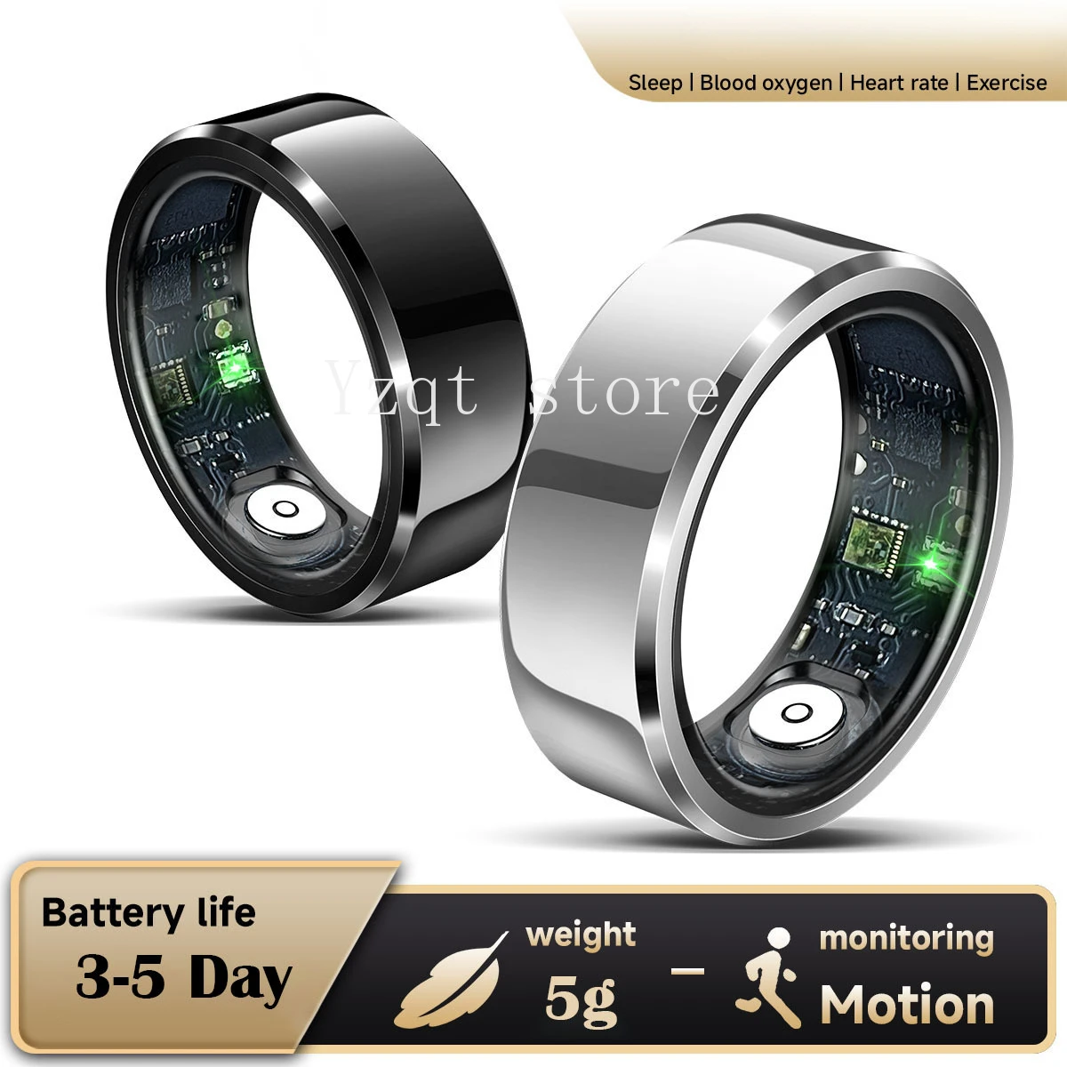 Smart Ring Heart Rate Tracking Sleep Monitoring Deep Waterproof Photo Pedometer Exercise