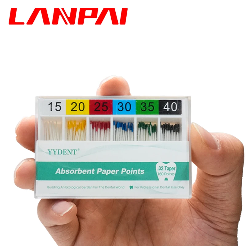 Lanpai 3 boxes Dental Absorbent Paper Point Root Canal Absorption Taper 0.02 Cotton Fiber Tips Endodontic Dentistry materials