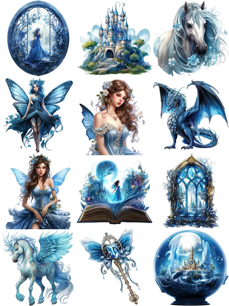 Blue Fairy Tales Stickers Crafts And Scrapbooking stickers kids toys book Decorative sticker DIY Stationery