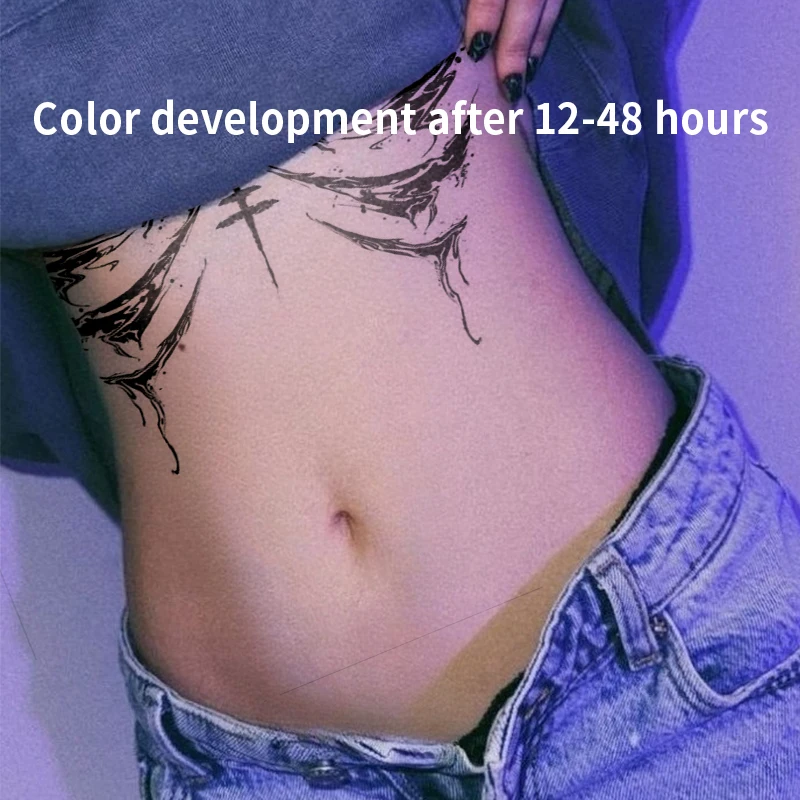 Temporary Tattoo Sexy Hot Girl Abstract Ink Herbal Juice Tattoo Paste Abdominal Waterproof Fake Tatto Male Female Party Gift Y2K