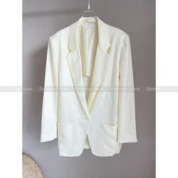 Fashion women's temperament commuter minimalist style senior sense of linen silhouette casual blazer