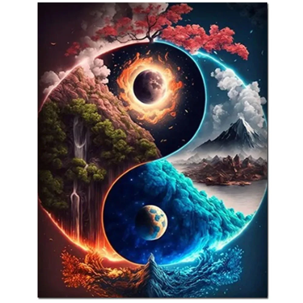 Infinite World Fantasy Four Season Landscape Art 5D DIY Diamond Painting Vibrant World  Mosaic Cross-Stitch Kit Diamondl Art