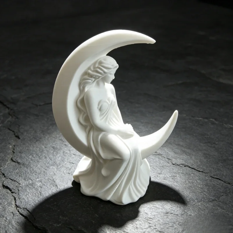 Thoughtful Gifts for Her Moon Girl Figurine Collectible 3d Printed Sculpture Moon Bedroom Decor Statue for Shelf for Home