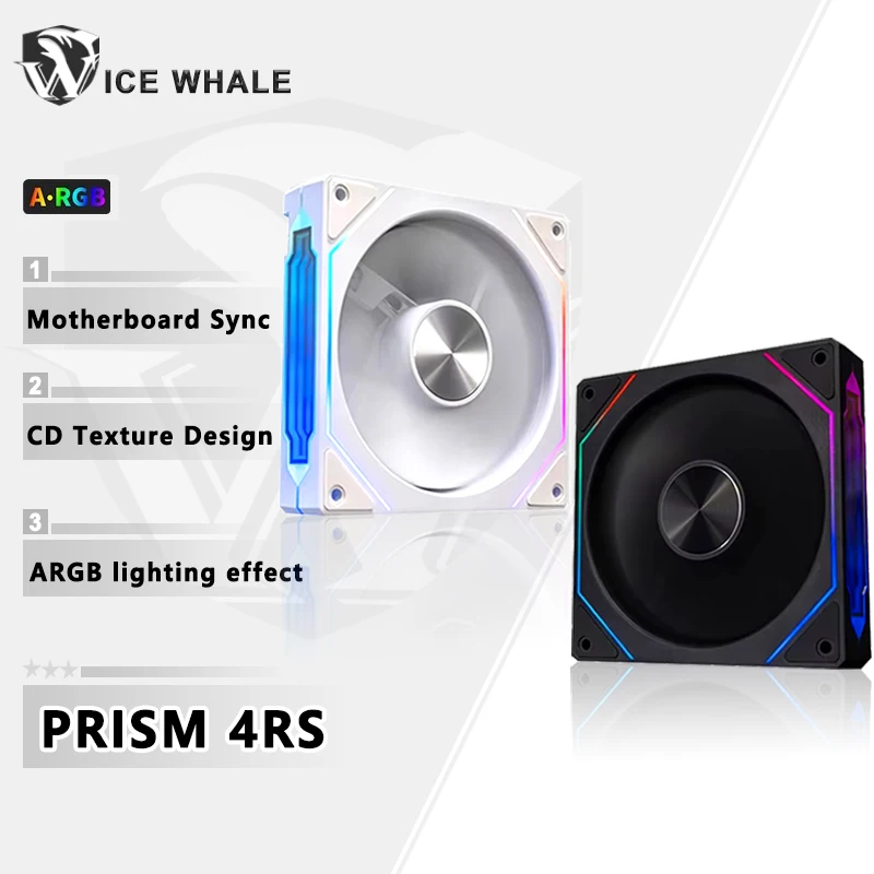 

ICE Whale Prism 4RS ARGB CPU Fan 120mm Infinity Mirror Design 5V 3PIN Motherboard Lighting Sync 4PIN PWM Case Cooler Fan